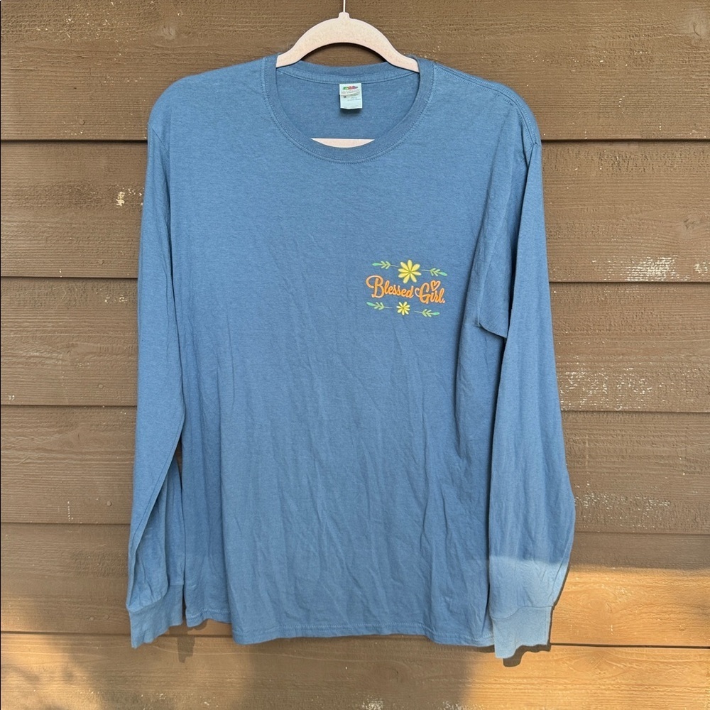 Blessed Girl “Let your Faith in God…” Blue Cotton Shirt size M